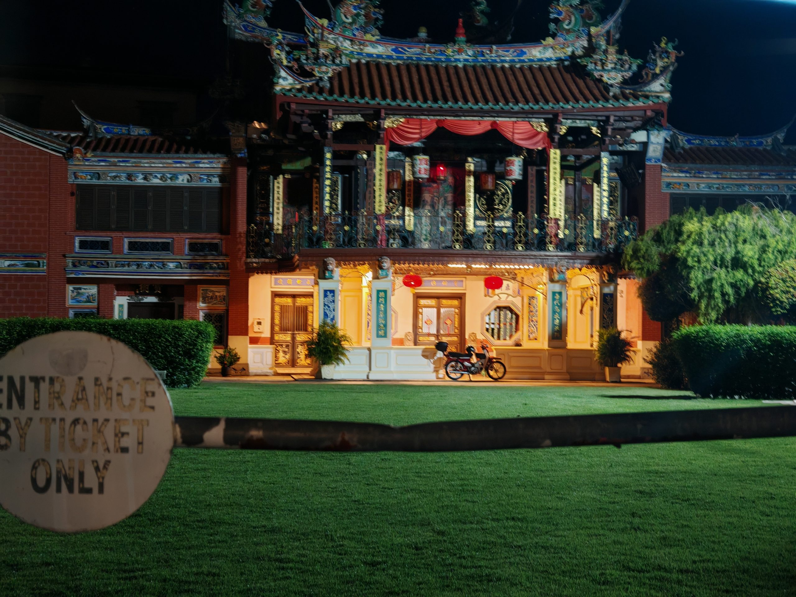 Cheah Kongsi temple illuminated at night in George Town, Penang