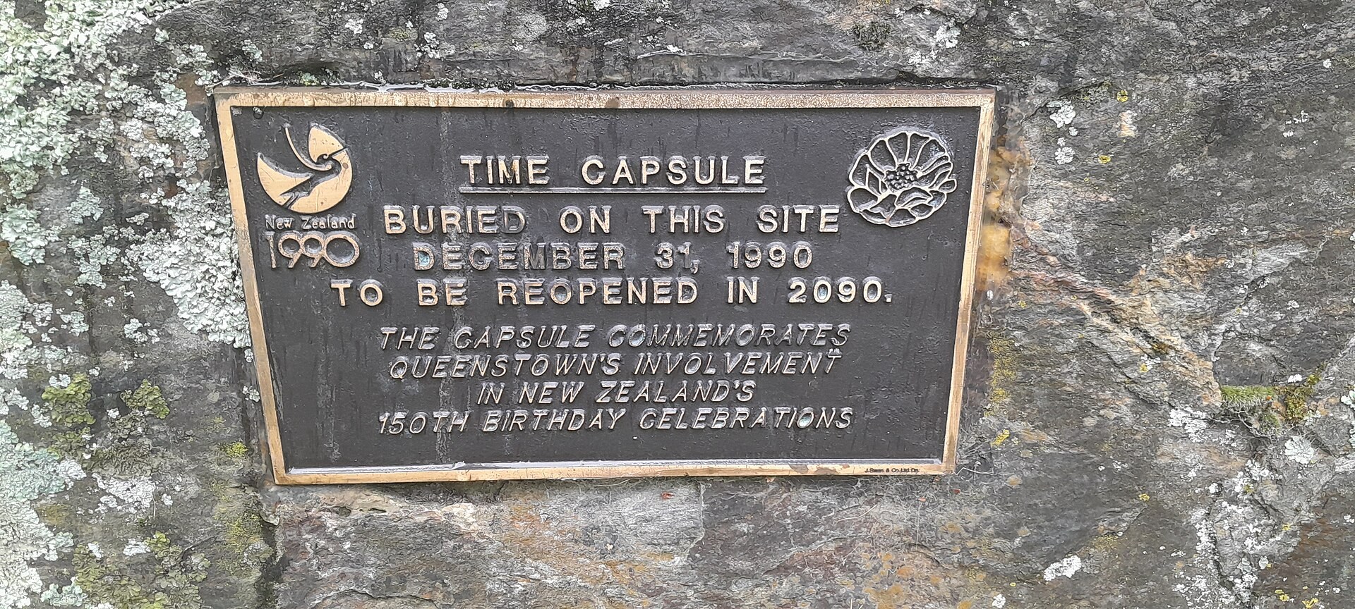 The time capsule marker in Queenstown Gardens.